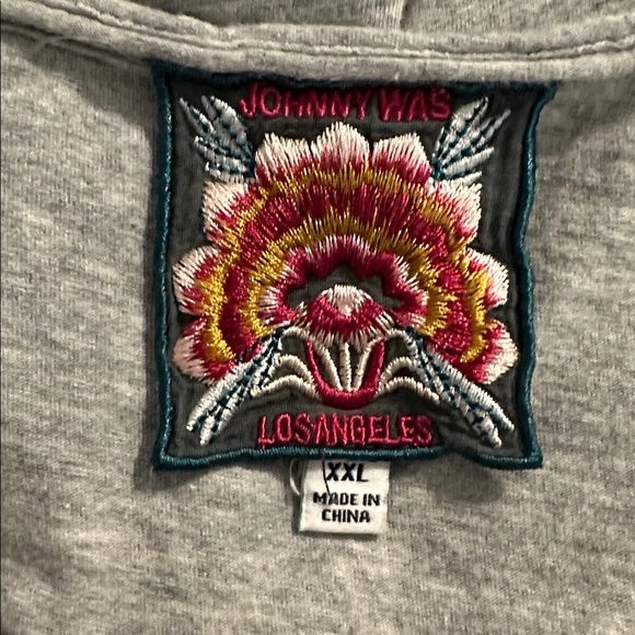 Johnny Was Gray Top with Colorful Embroidery - Picture 4 of 4